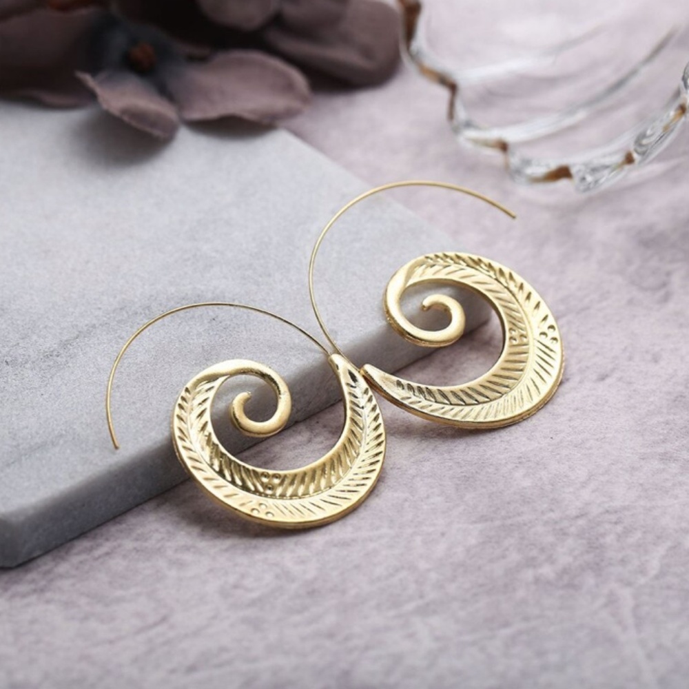 Ethnic Bohemian Spiral Swirl Earrings